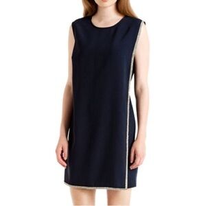 Ted Baker Burford Navy double layer embellished sheath dress size 3 TED - US 8